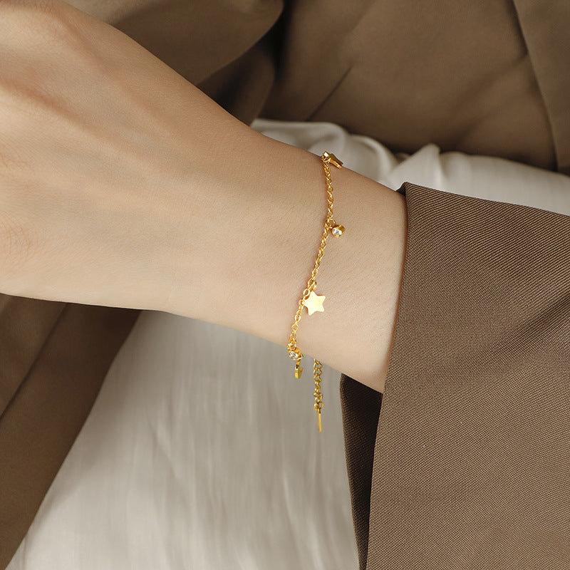 Wholesale Simple star and moon bracelet